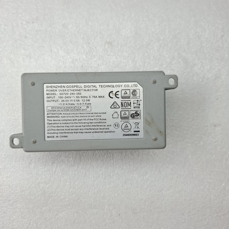 GOSPELL G0720-240-050 24V 0.5A PoE POWER OVER ETHERNET INJECTOR LAN/POE